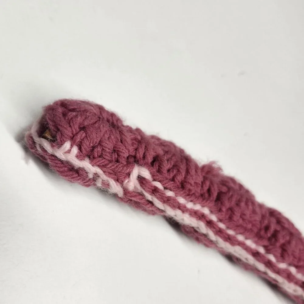 Crochet Covered Wooden Clothes Hanger Pink Vintage